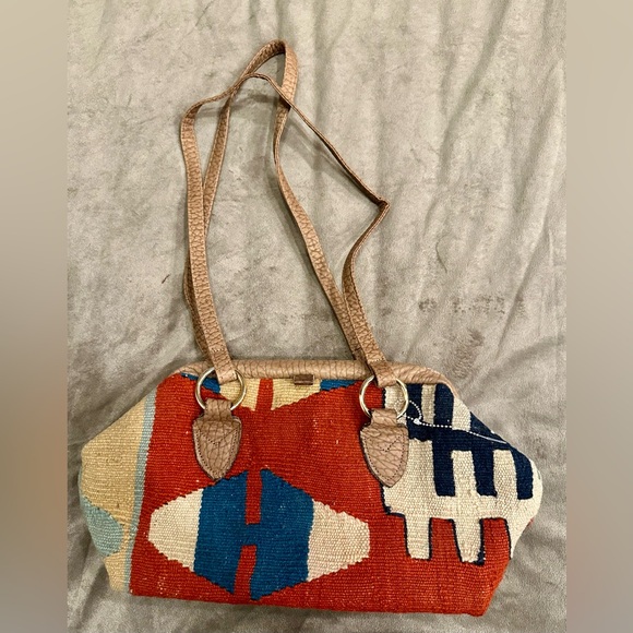Marco Avane Kilim Purse Bag Satchel Fringe NWT Vintage - Picture 3 of 5